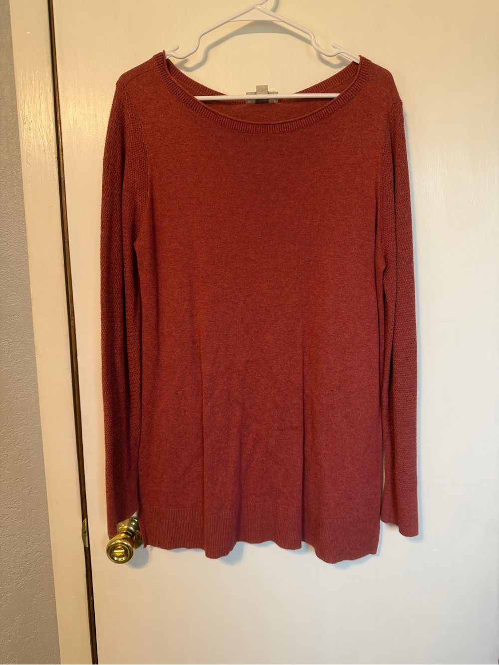 LOFT Lightweight Long Sleeve Top in Rusty Red